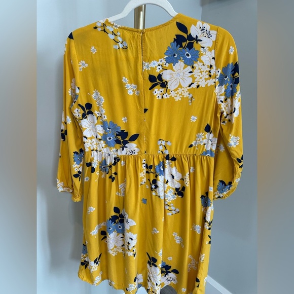 ❤️ Old Navy Yellow Floral 3/4 Sleeve Dress NWOT Small - Picture 8 of 9
